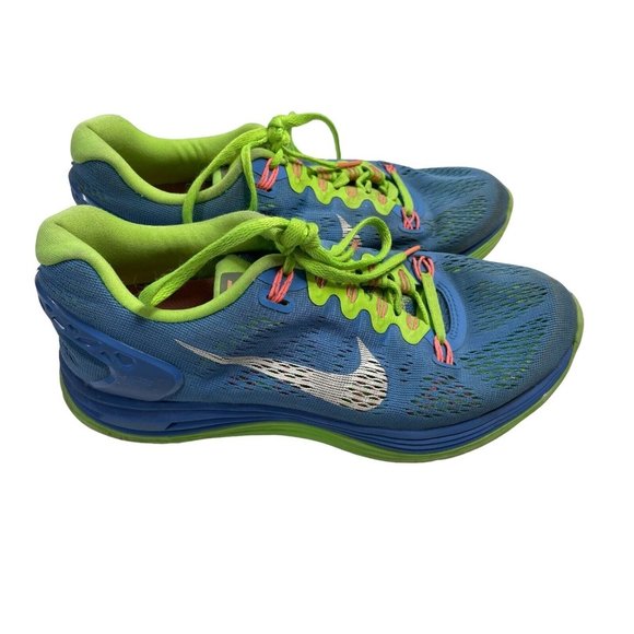 Nike Women's Lunarglide 5 Blue/Green Running Shoes Size 7 (599395-413) - Picture 1 of 4